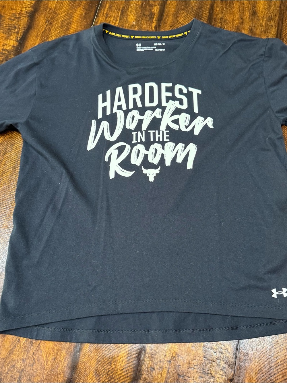 Under Armour Adult Black Short-Sleeve 'Hardest Worker in the Room' Graphic Tee